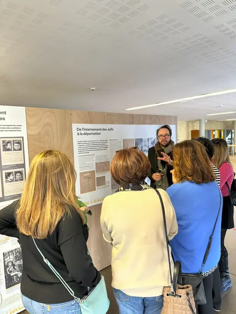 Italian teachers exploring the exhibition on Bordeaux under German Occupation at the Gironde Departmental Archives, Erasmus+ Bordeaux programme